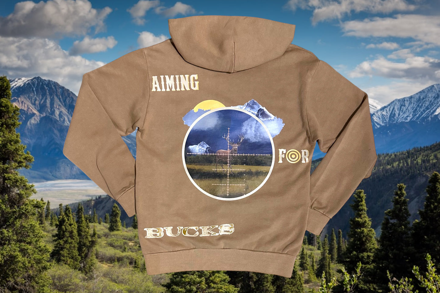 “Aiming For Bucks” Hoodie Brown