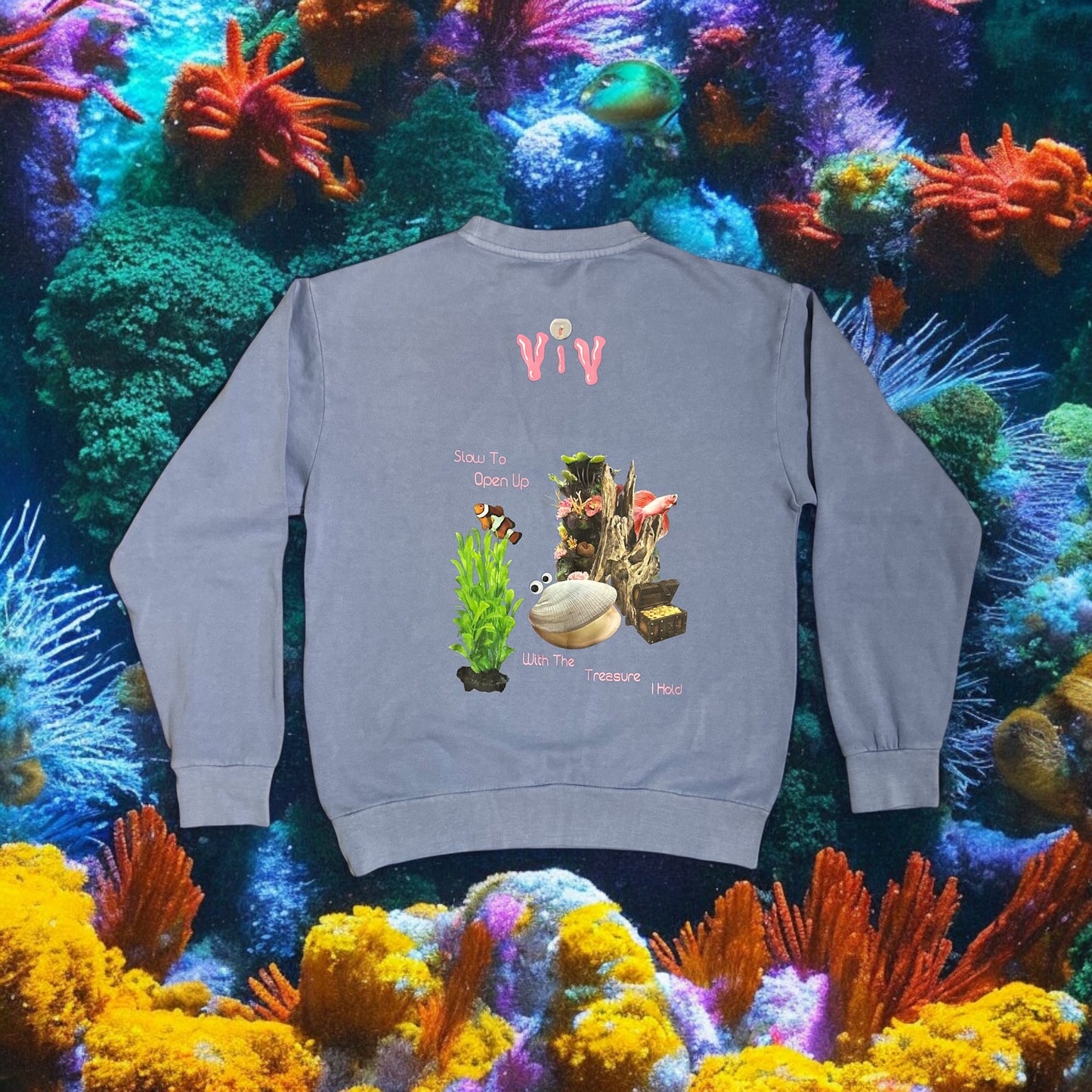 “Hidden Treasure” Crewneck Light Blue