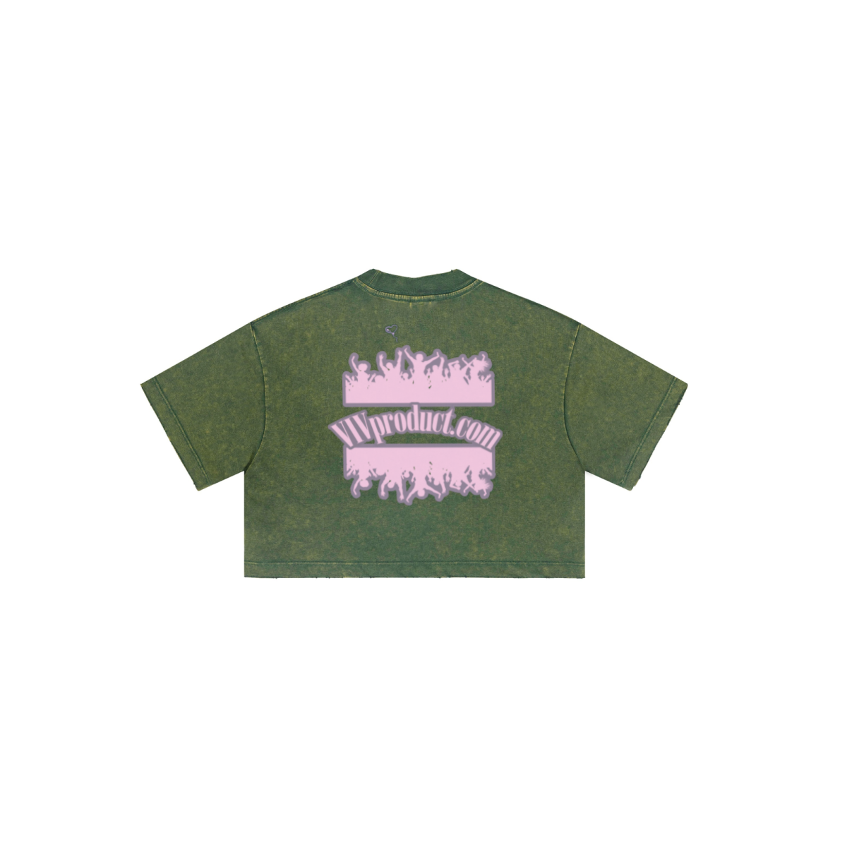 230GSM Women’s Cool-Touch Cropped High-Street Color Retro Snow-Wash T-shirt Dark Green