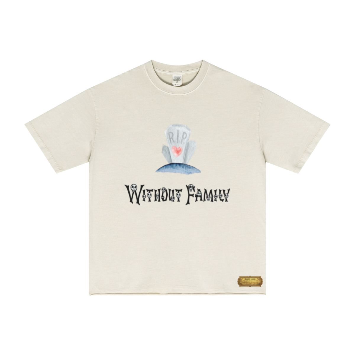 275GSM Men’s Raw-Edge Pigment-Wash Top Apricot