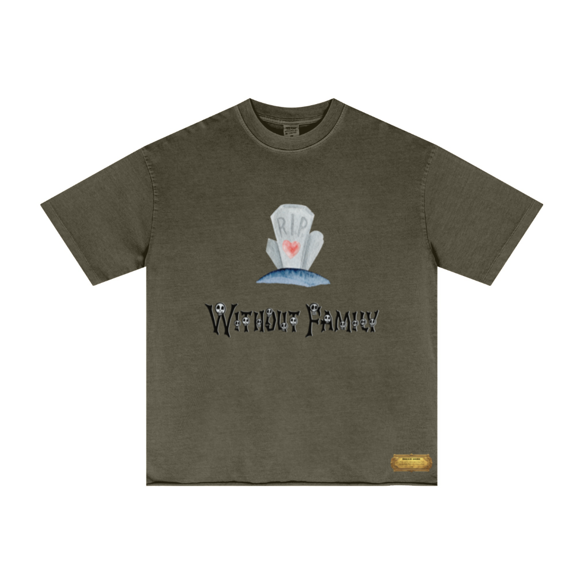 275GSM Men’s Raw-Edge Pigment-Wash Top Dark green