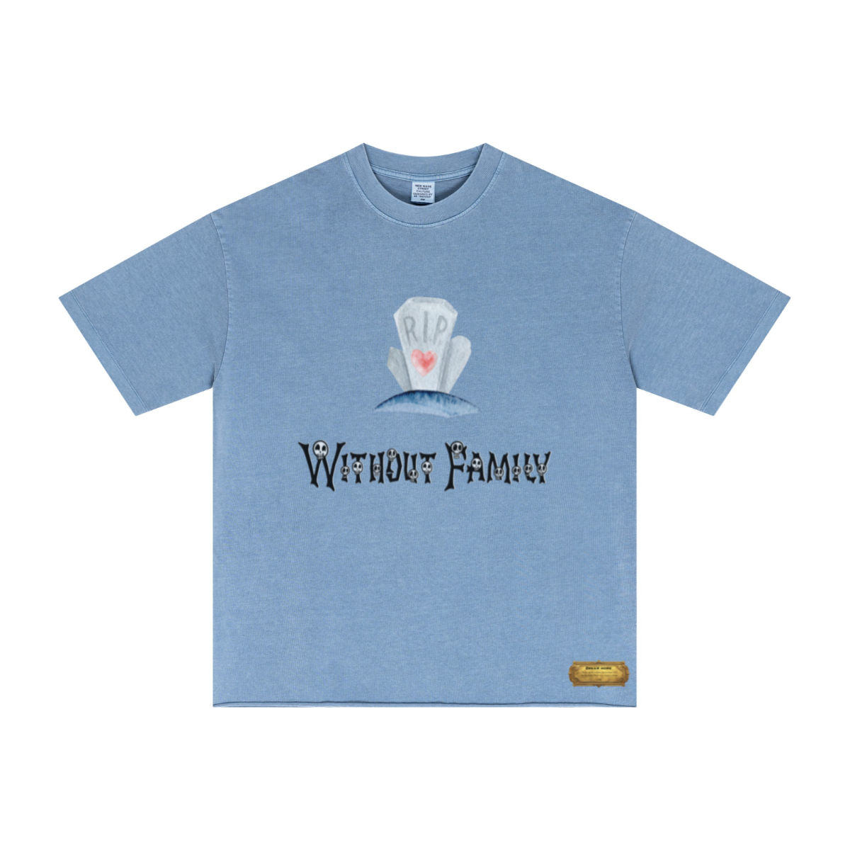 275GSM Men’s Raw-Edge Pigment-Wash Top Blue