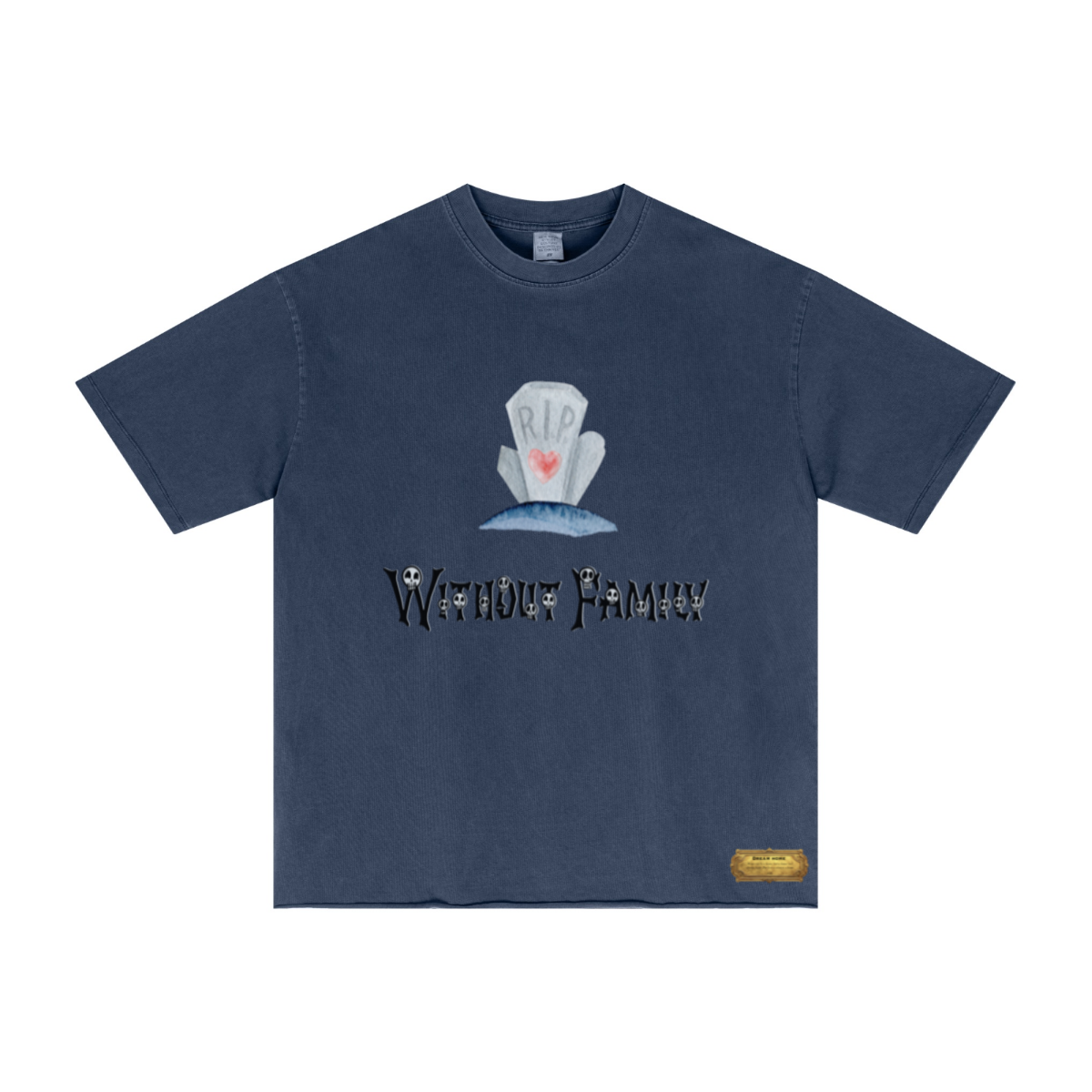 275GSM Men’s Raw-Edge Pigment-Wash Top Dark blue