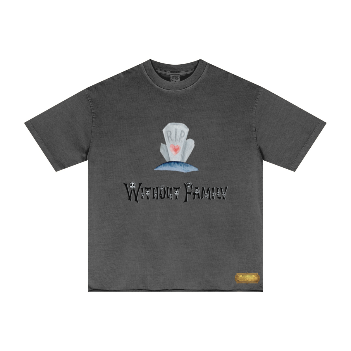 275GSM Men’s Raw-Edge Pigment-Wash Top Dark grey