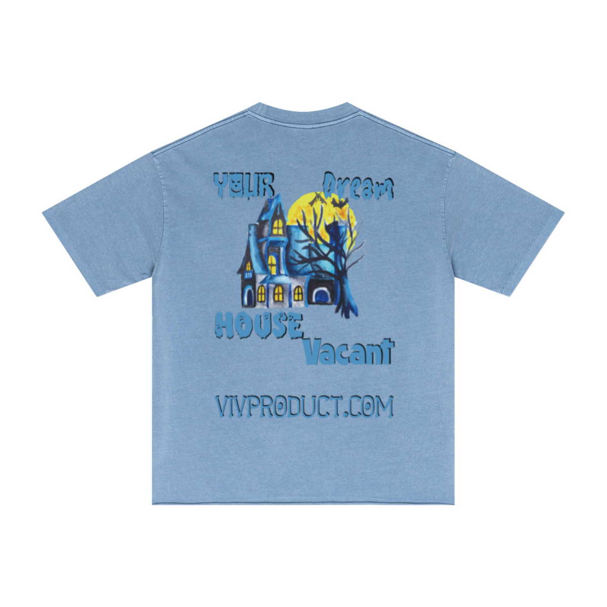 275GSM Men’s Raw-Edge Pigment-Wash Top Blue