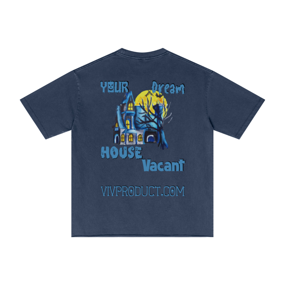 275GSM Men’s Raw-Edge Pigment-Wash Top Dark blue