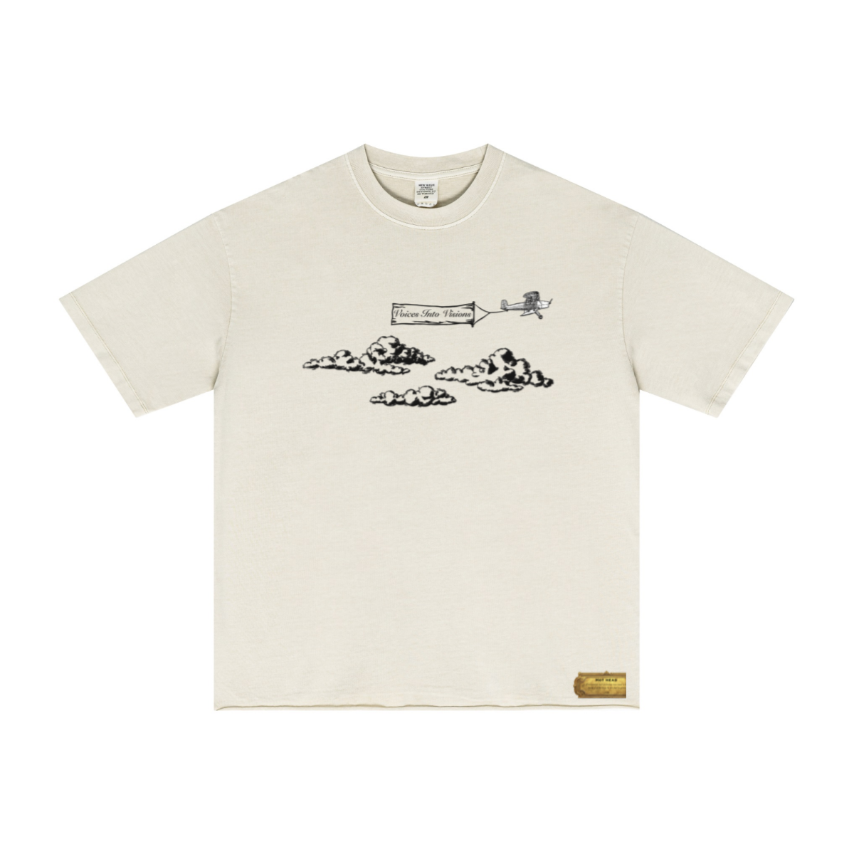 275GSM Men’s Raw-Edge Pigment-Wash T-shirt Apricot