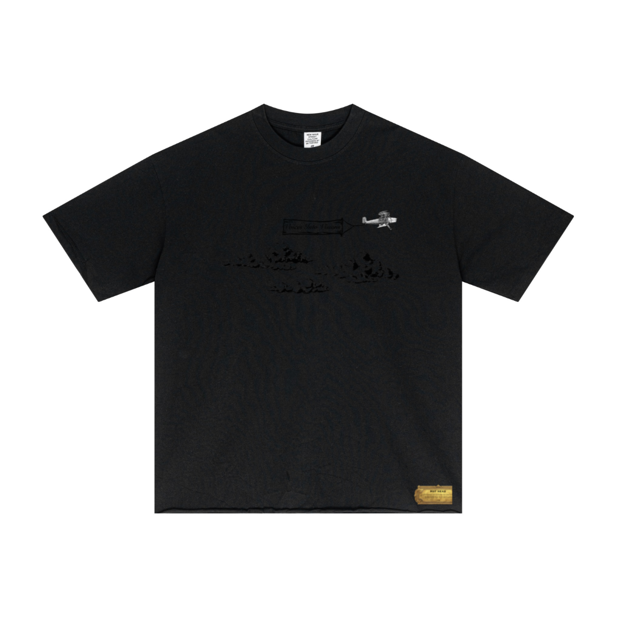 275GSM Men’s Raw-Edge Pigment-Wash T-shirt Black
