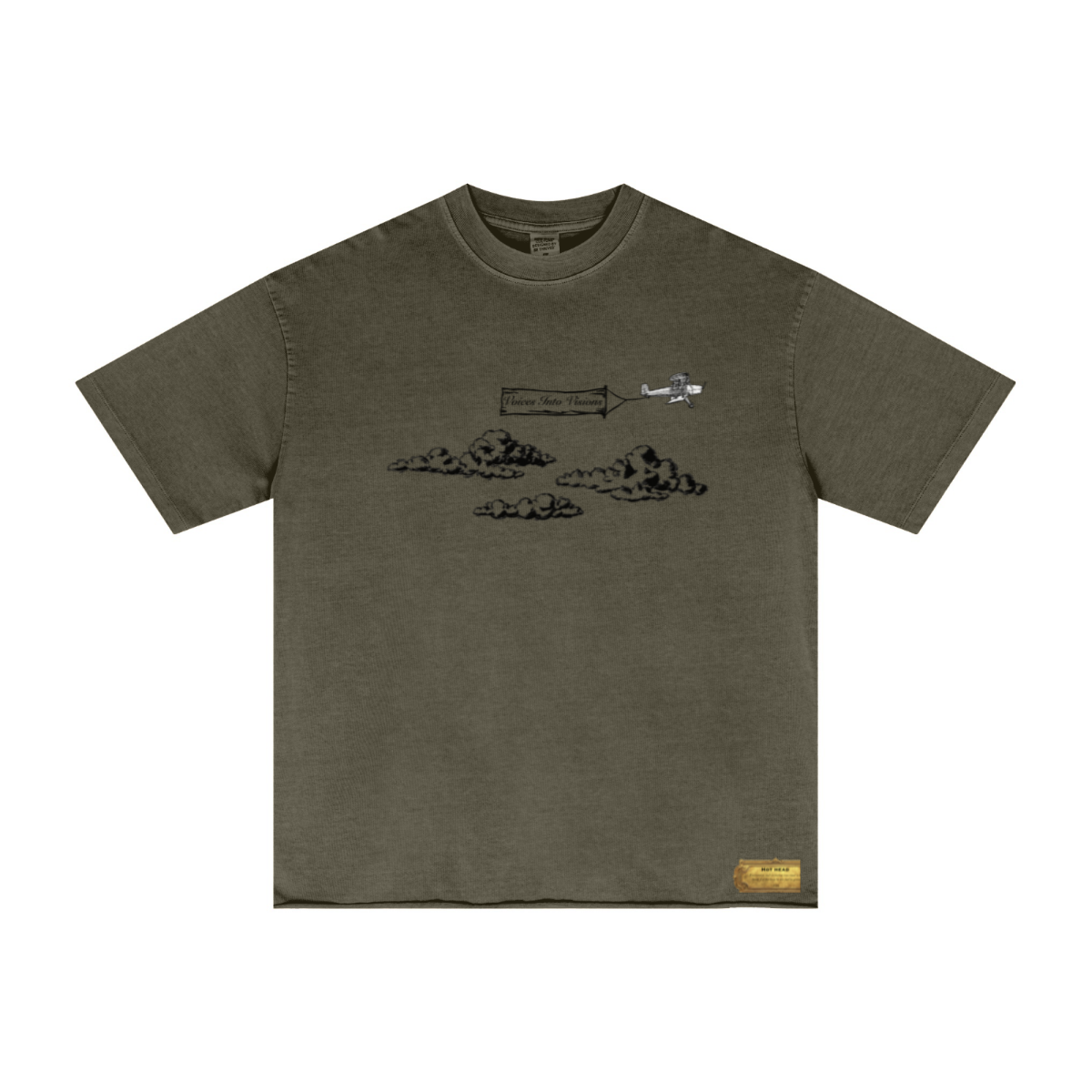 275GSM Men’s Raw-Edge Pigment-Wash T-shirt Dark green