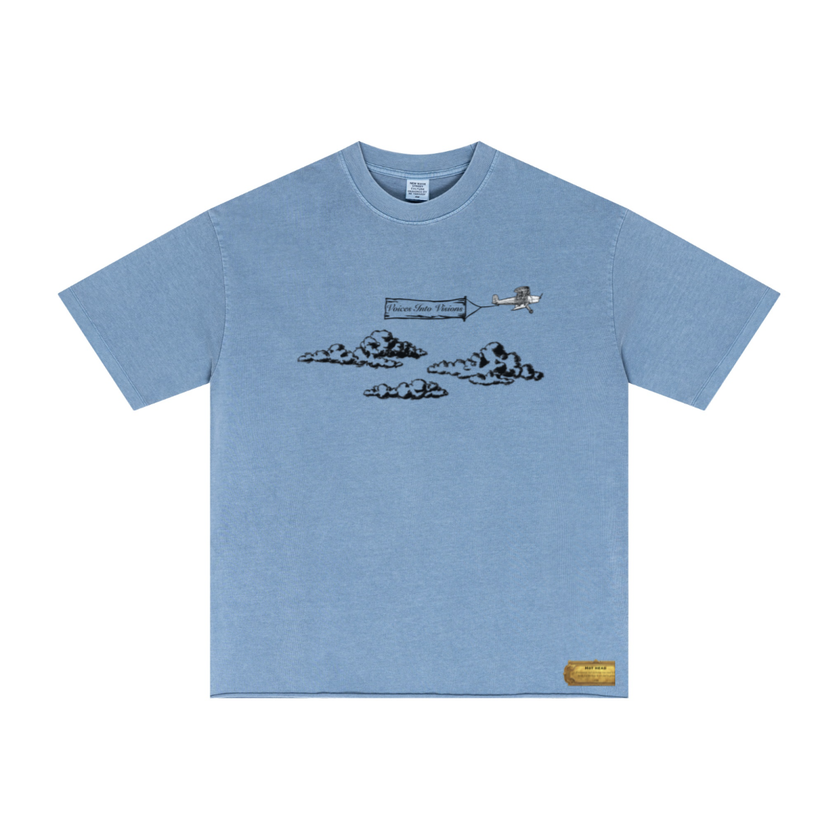275GSM Men’s Raw-Edge Pigment-Wash T-shirt Blue