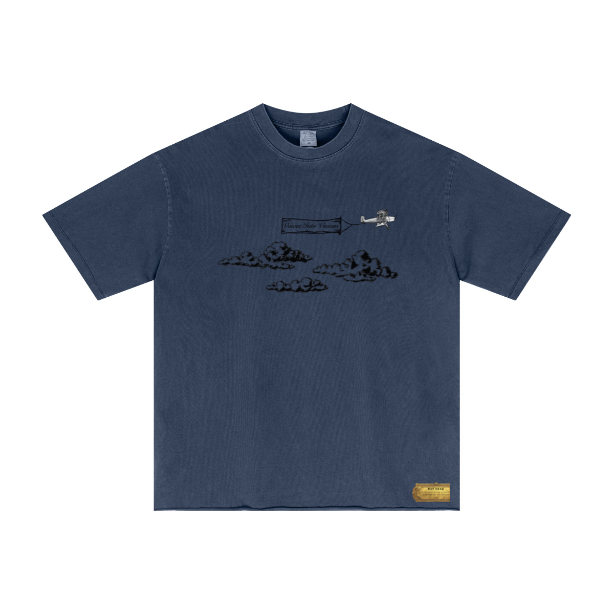 275GSM Men’s Raw-Edge Pigment-Wash T-shirt Dark blue