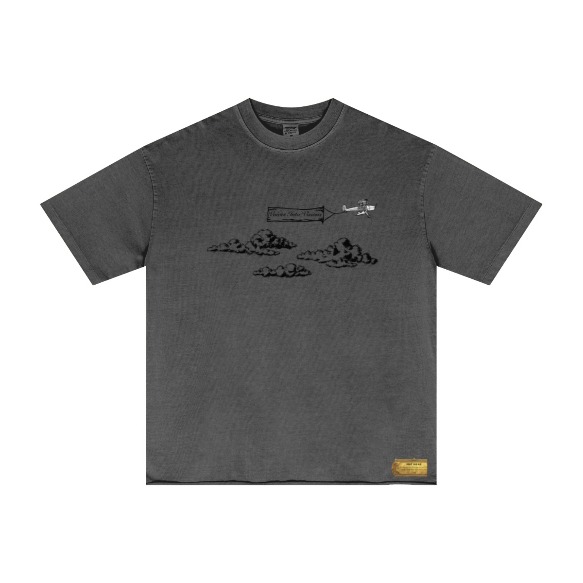 275GSM Men’s Raw-Edge Pigment-Wash T-shirt Dark grey