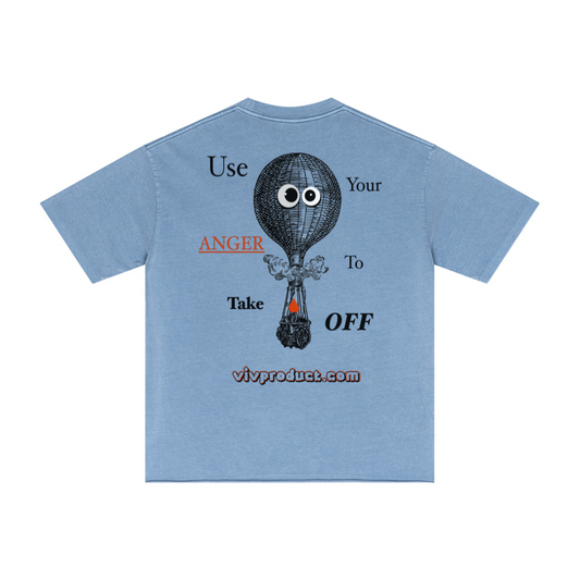 275GSM Men’s Raw-Edge Pigment-Wash T-shirt Blue