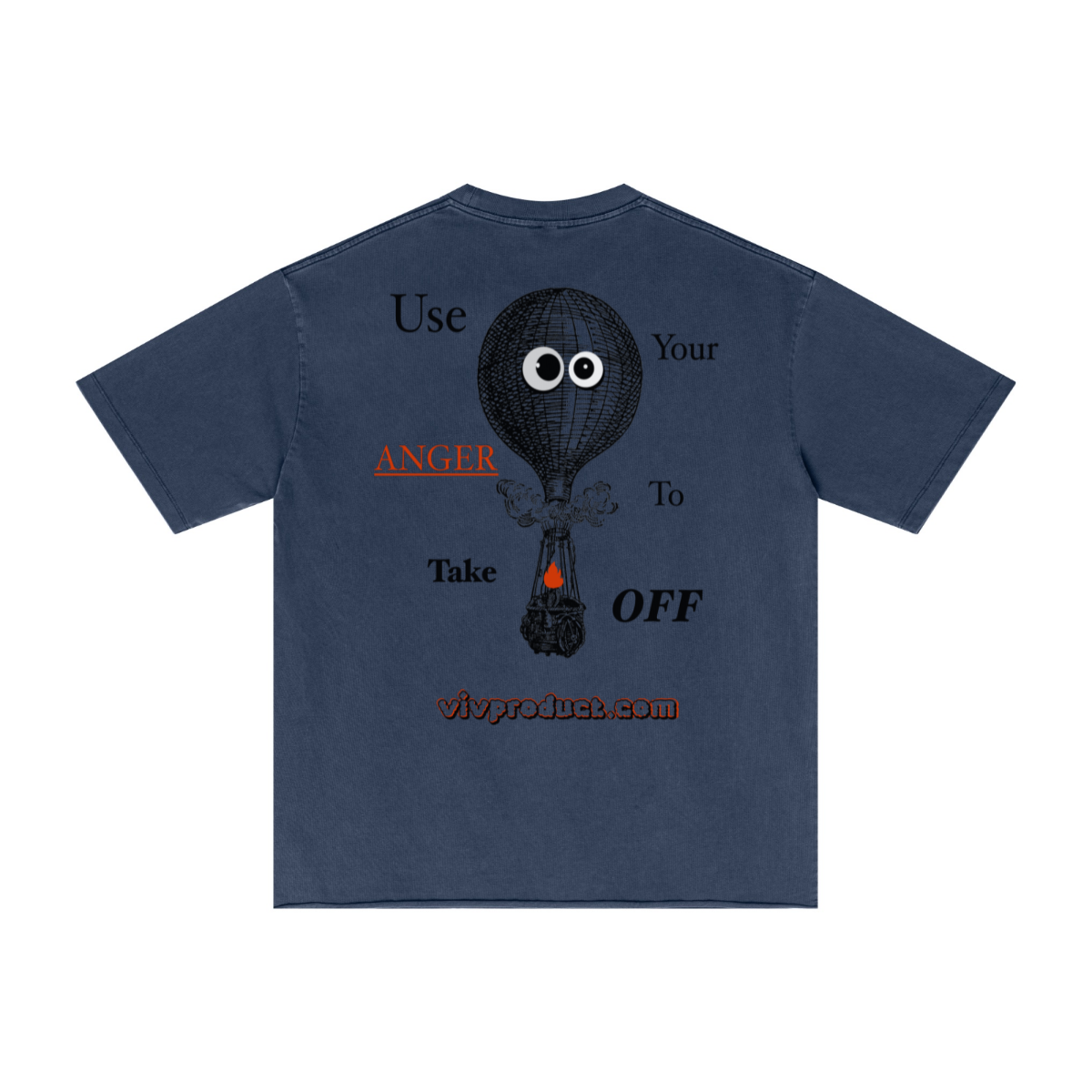 275GSM Men’s Raw-Edge Pigment-Wash T-shirt Dark blue