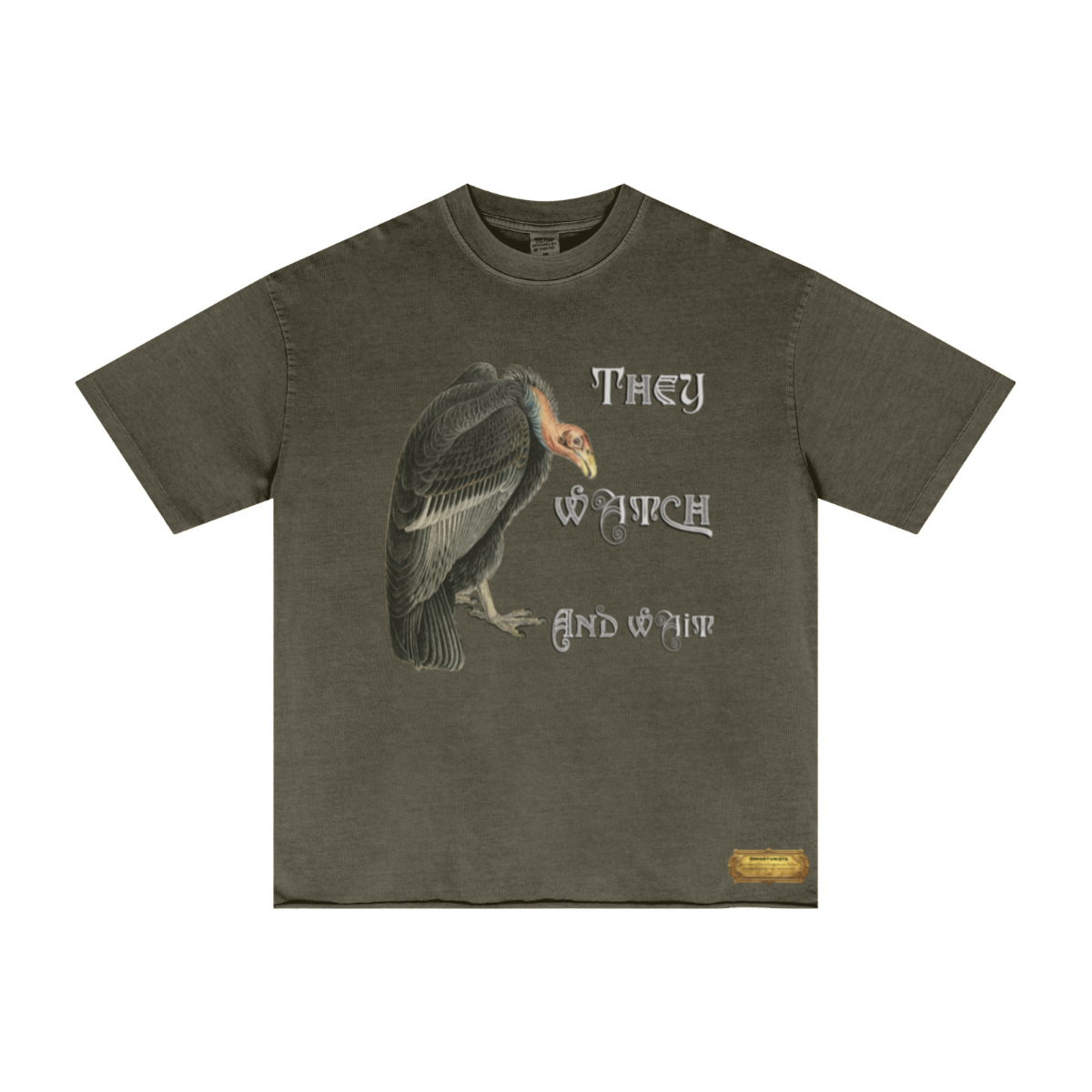 275GSM Men’s Raw-Edge Pigment-Wash Top Dark green