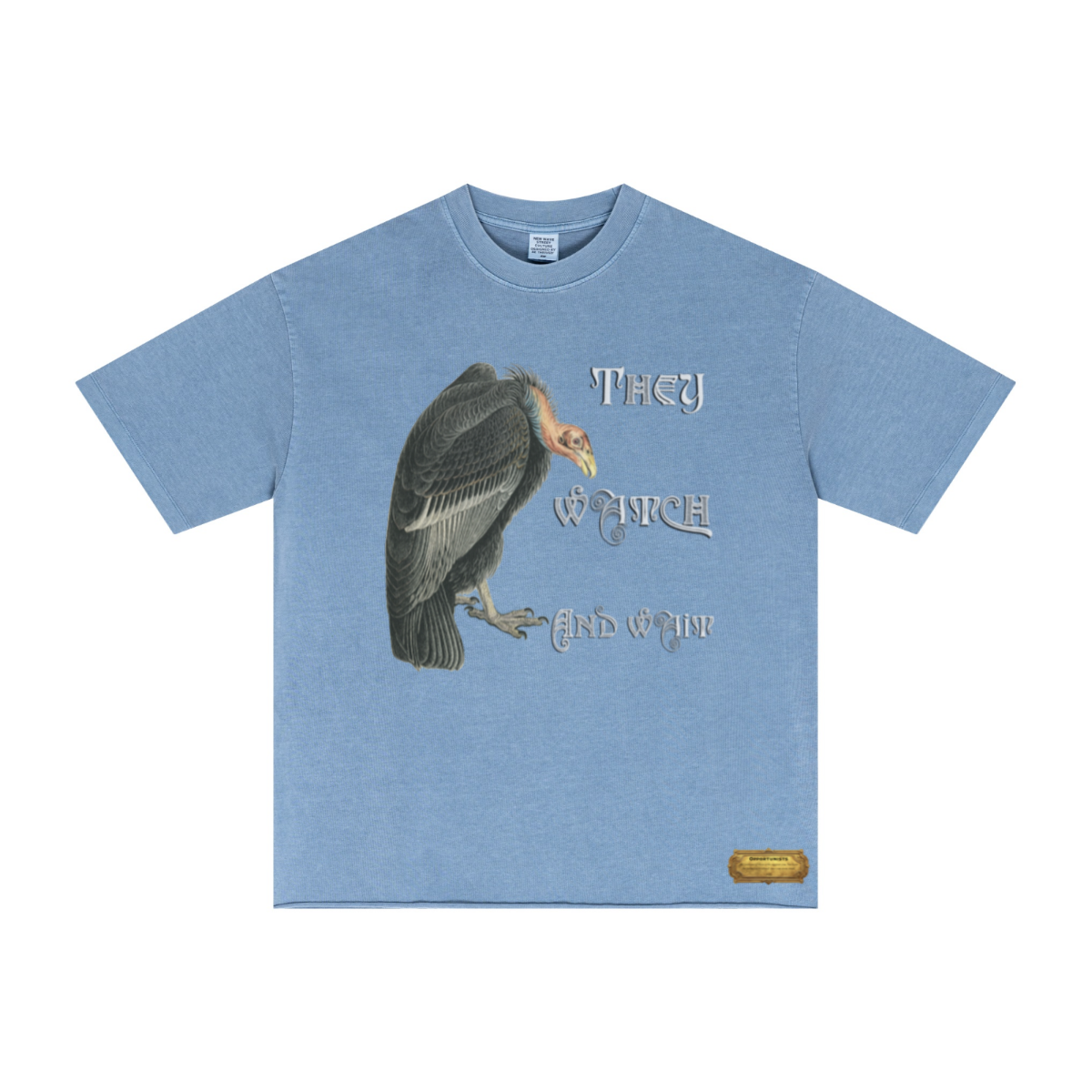 275GSM Men’s Raw-Edge Pigment-Wash Top Blue