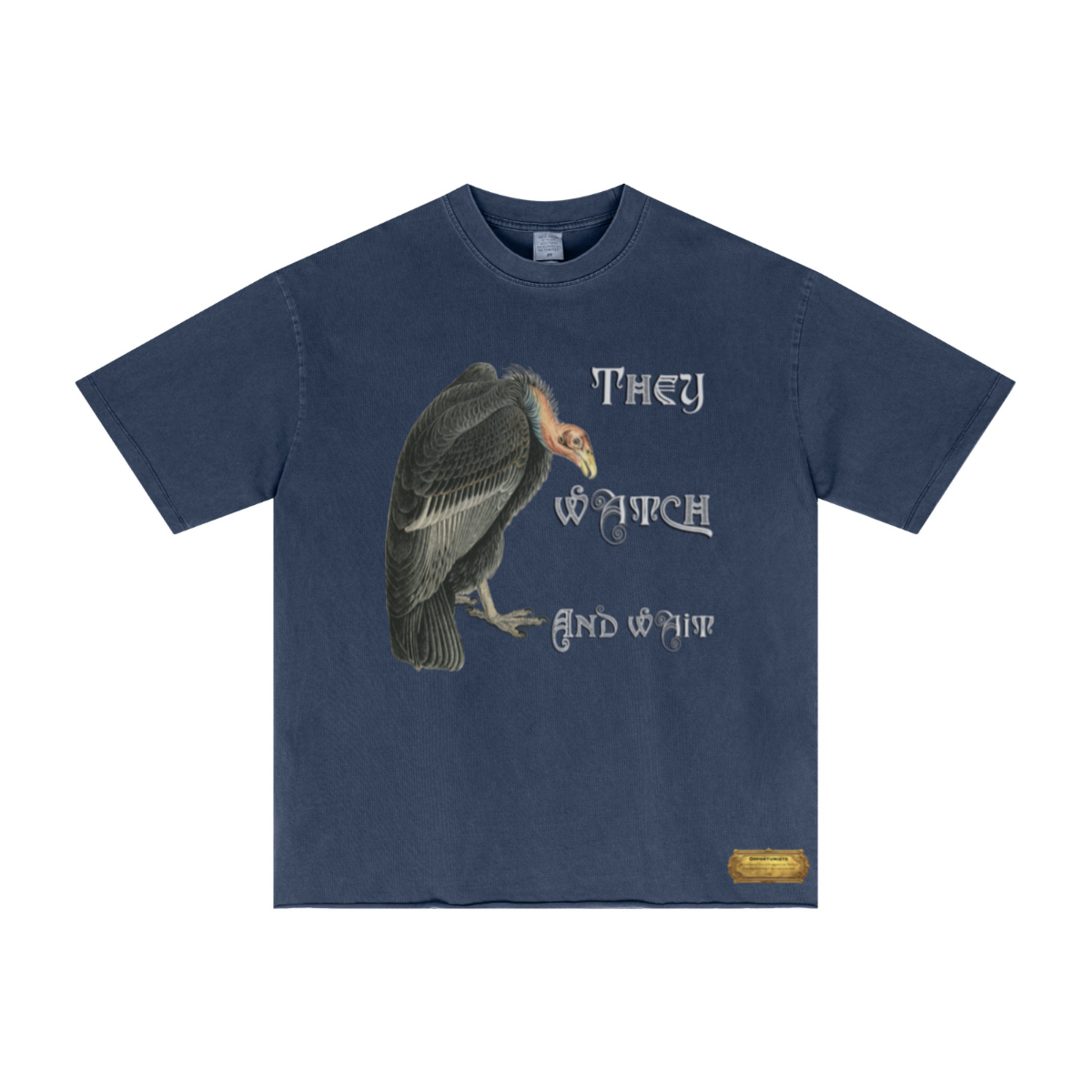 275GSM Men’s Raw-Edge Pigment-Wash Top Dark blue