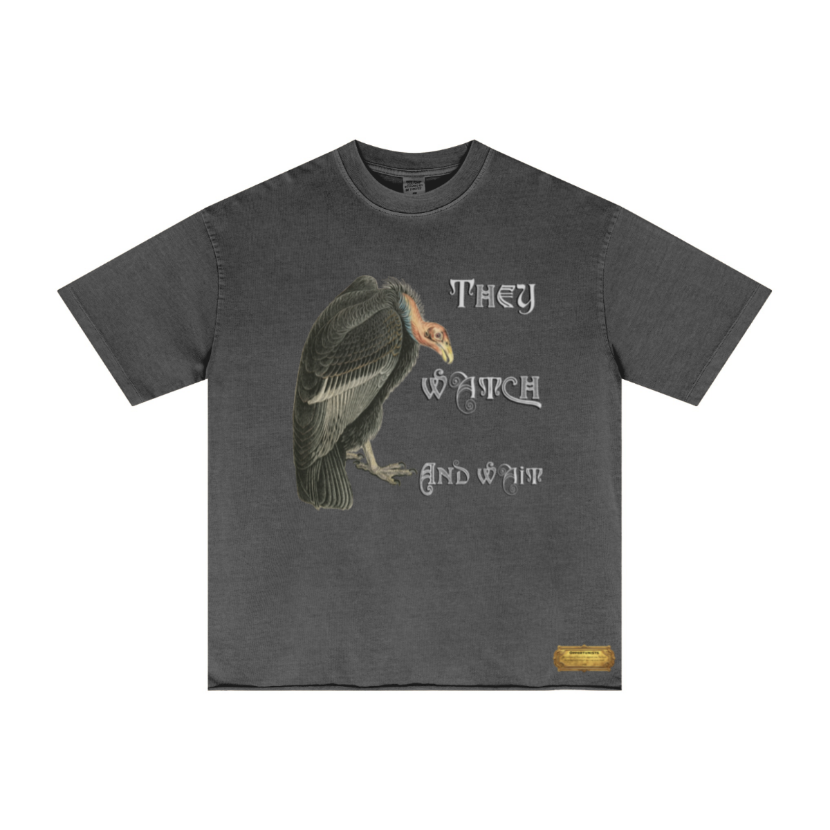 275GSM Men’s Raw-Edge Pigment-Wash Top Dark grey