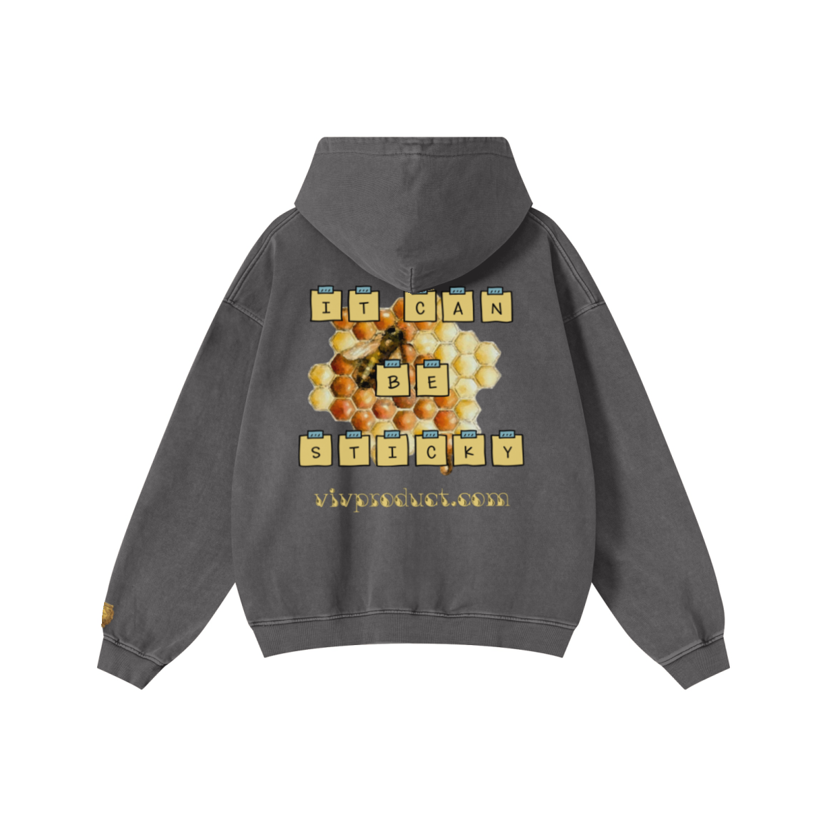 480GSM Men’s Heavyweight Pigment-Wash Hooded Sweatshirt Dark Grey