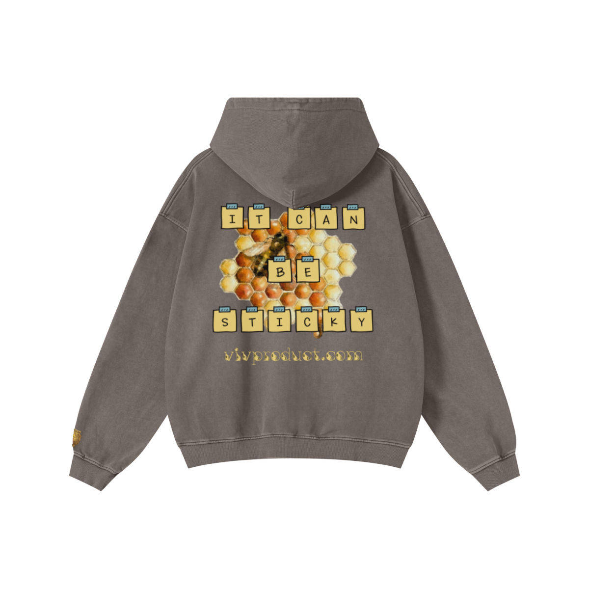 480GSM Men’s Heavyweight Pigment-Wash Hooded Sweatshirt Coffee Brown