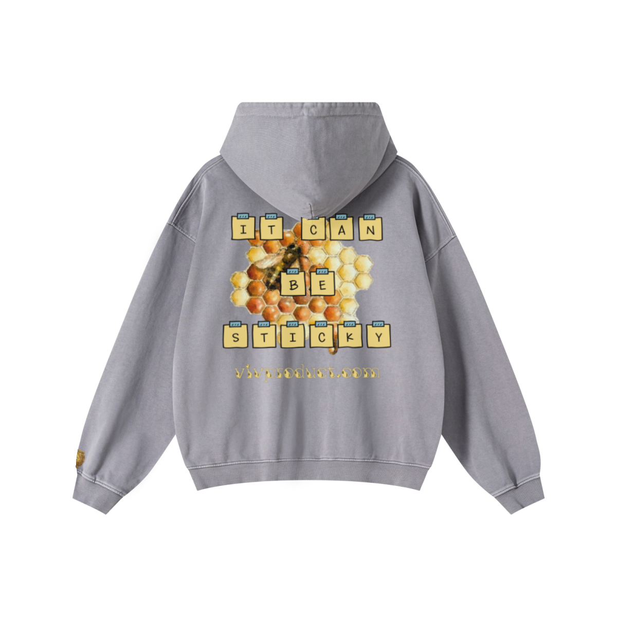 480GSM Men’s Heavyweight Pigment-Wash Hooded Sweatshirt Medium Grey