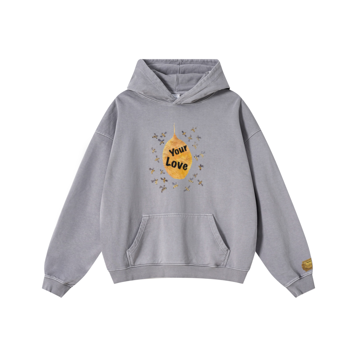 480GSM Men’s Heavyweight Pigment-Wash Hooded Sweatshirt Medium Grey