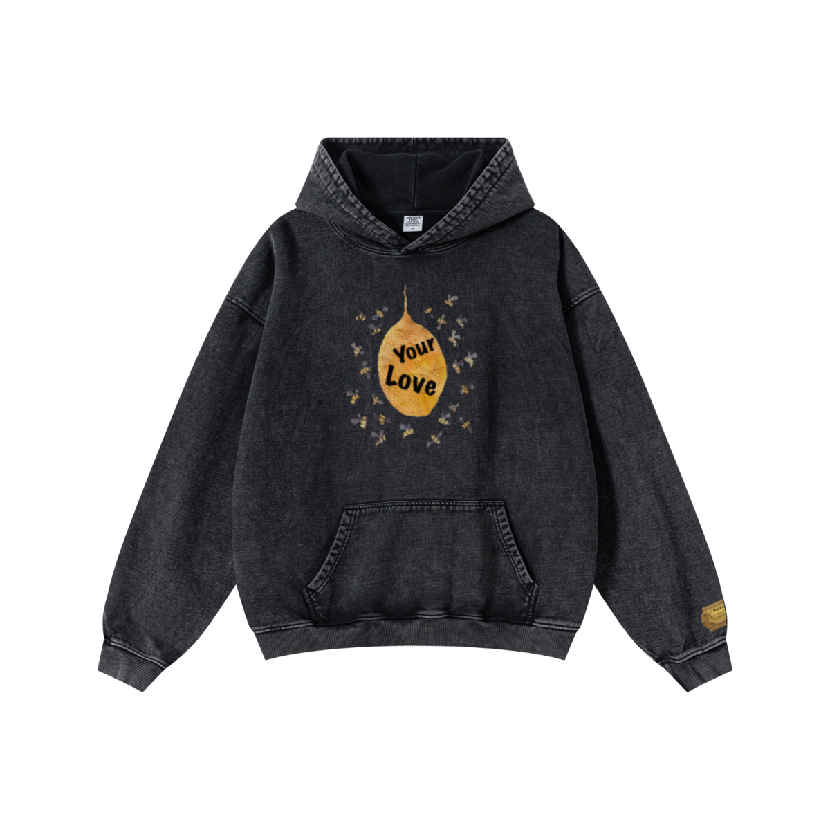 480GSM Men’s Heavyweight Pigment-Wash Hooded Sweatshirt Snowflake Grey