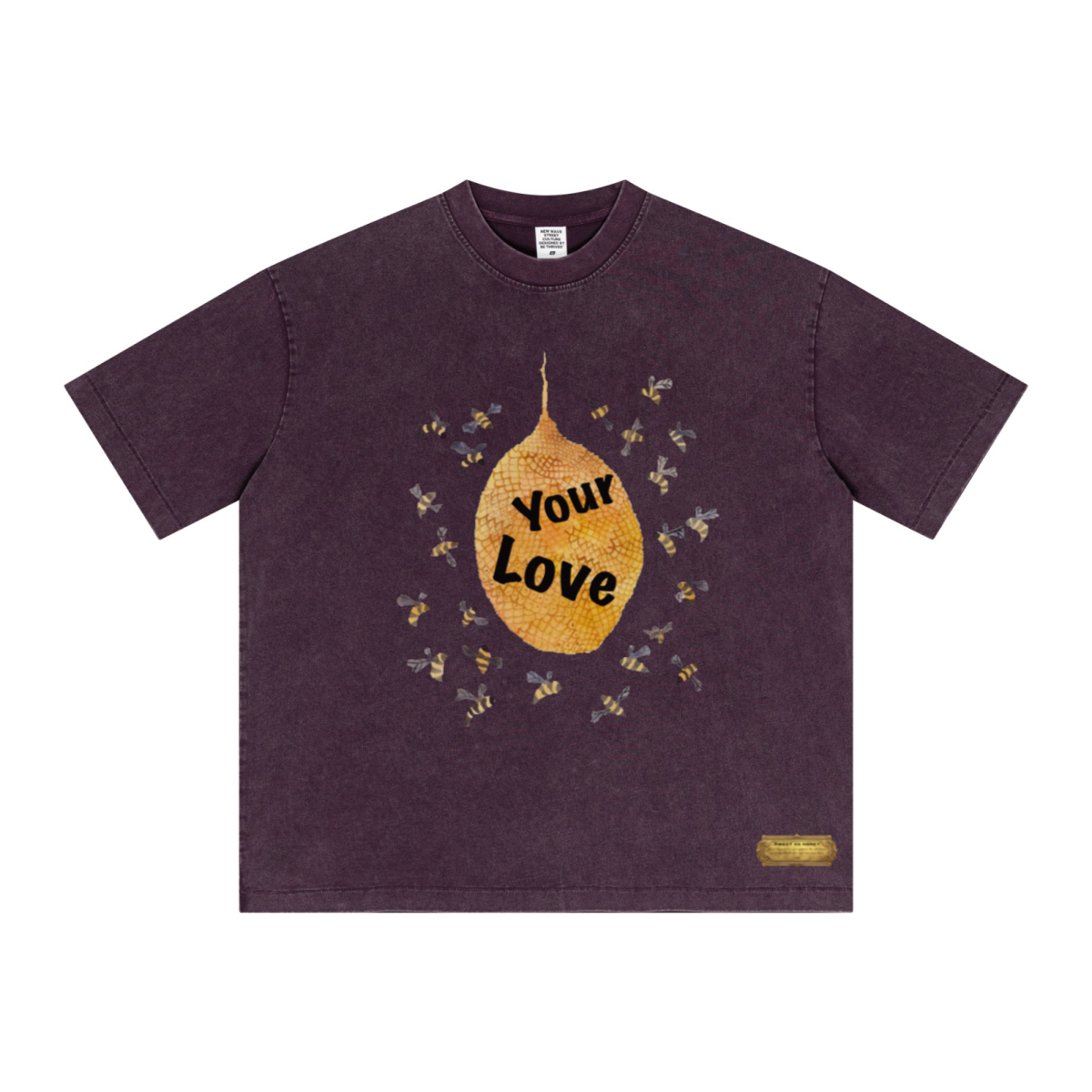 285GSM Unisex Distressed Snow-Wash Batik Plain Fabric Short-Sleeve T-shirt Purple