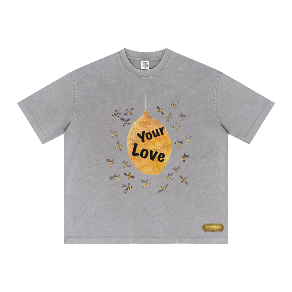 285GSM Unisex Distressed Snow-Wash Batik Plain Fabric Short-Sleeve T-shirt Light grey