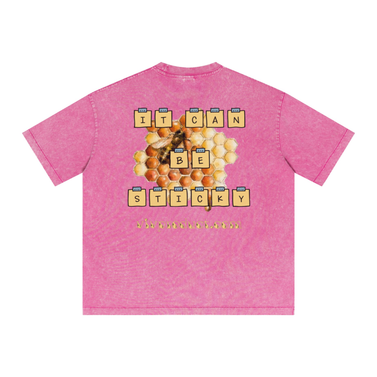 285GSM Unisex Distressed Snow-Wash Batik Plain Fabric Short-Sleeve T-shirt Pink