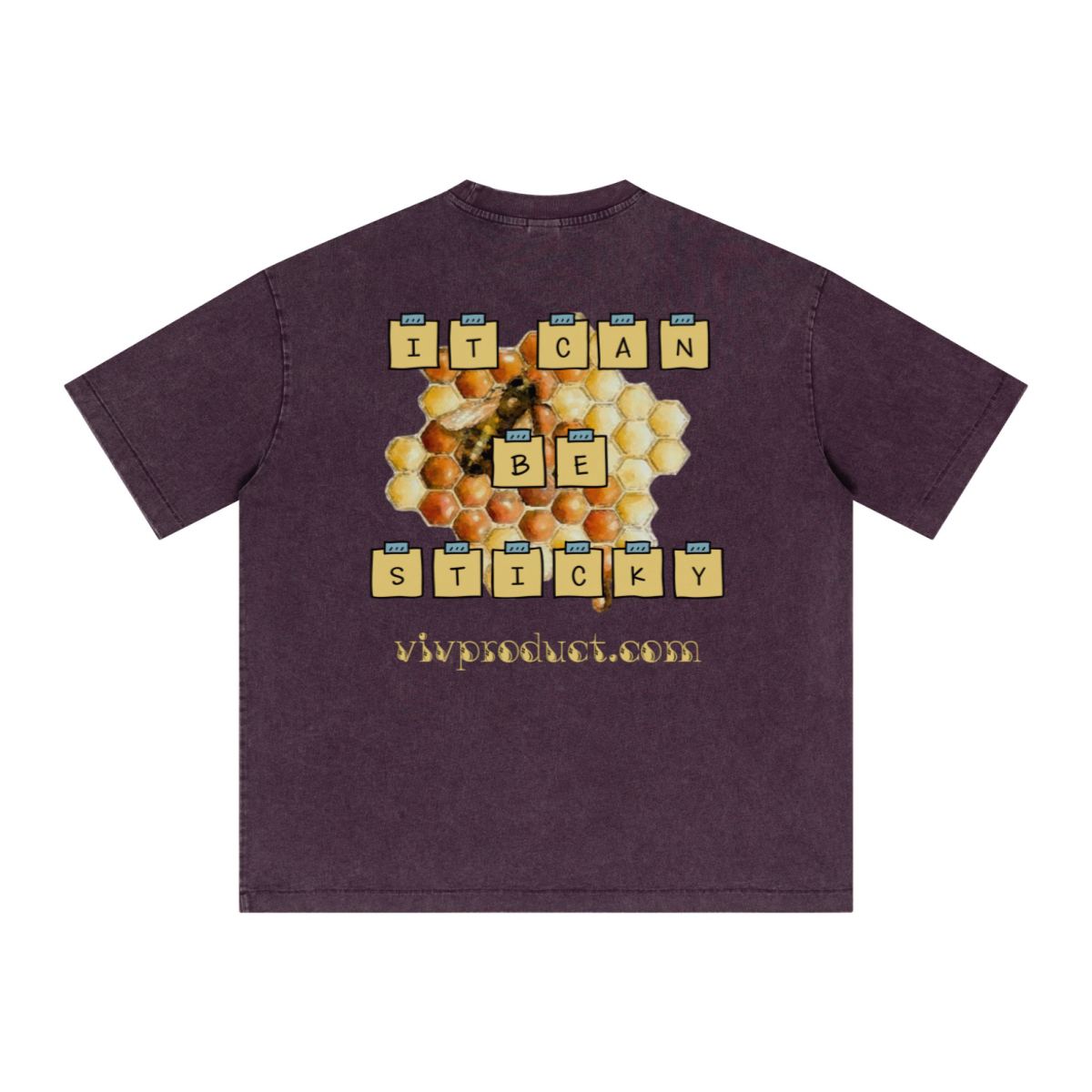 285GSM Unisex Distressed Snow-Wash Batik Plain Fabric Short-Sleeve T-shirt Purple