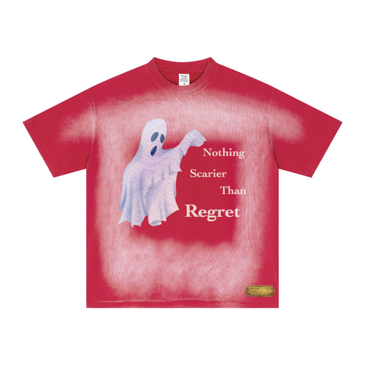 285GSM Unisex PP-Sprayed (Monkey Wash) Plain Fabric T-shirt Vintage Red
