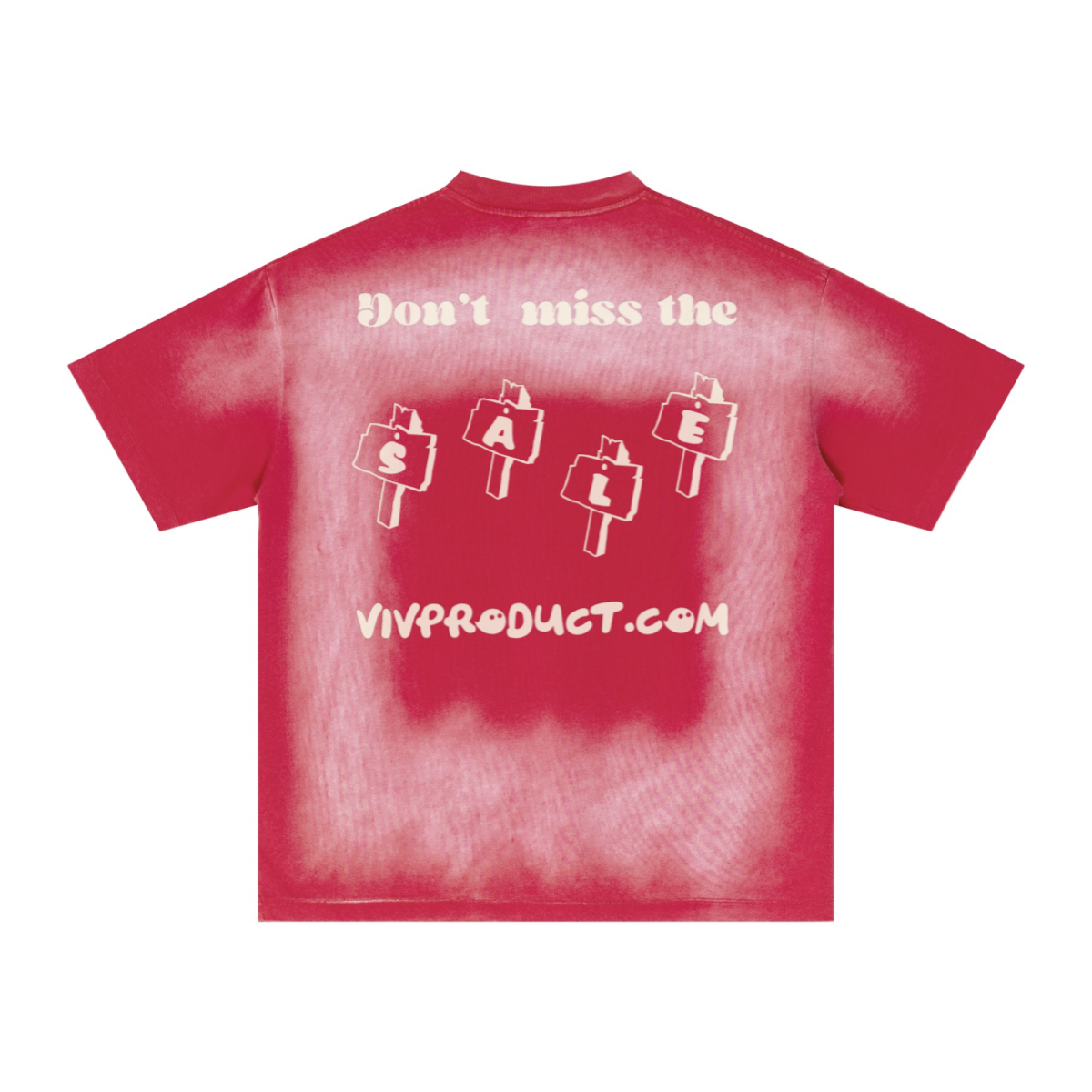 285GSM Unisex PP-Sprayed (Monkey Wash) Plain Fabric T-shirt Vintage Red