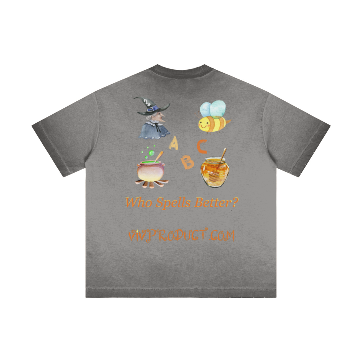 275GSM Unisex Raw-Edge Reverse-Wash Fried-Color Short-Sleeve T-shirt Washed Dark Grey