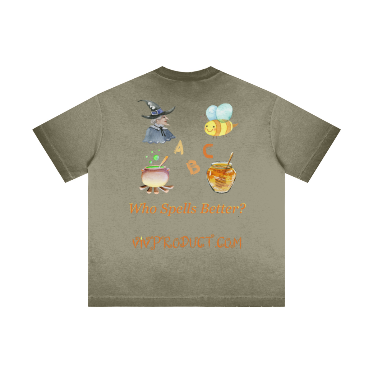 275GSM Unisex Raw-Edge Reverse-Wash Fried-Color Short-Sleeve T-shirt Washed Military Green