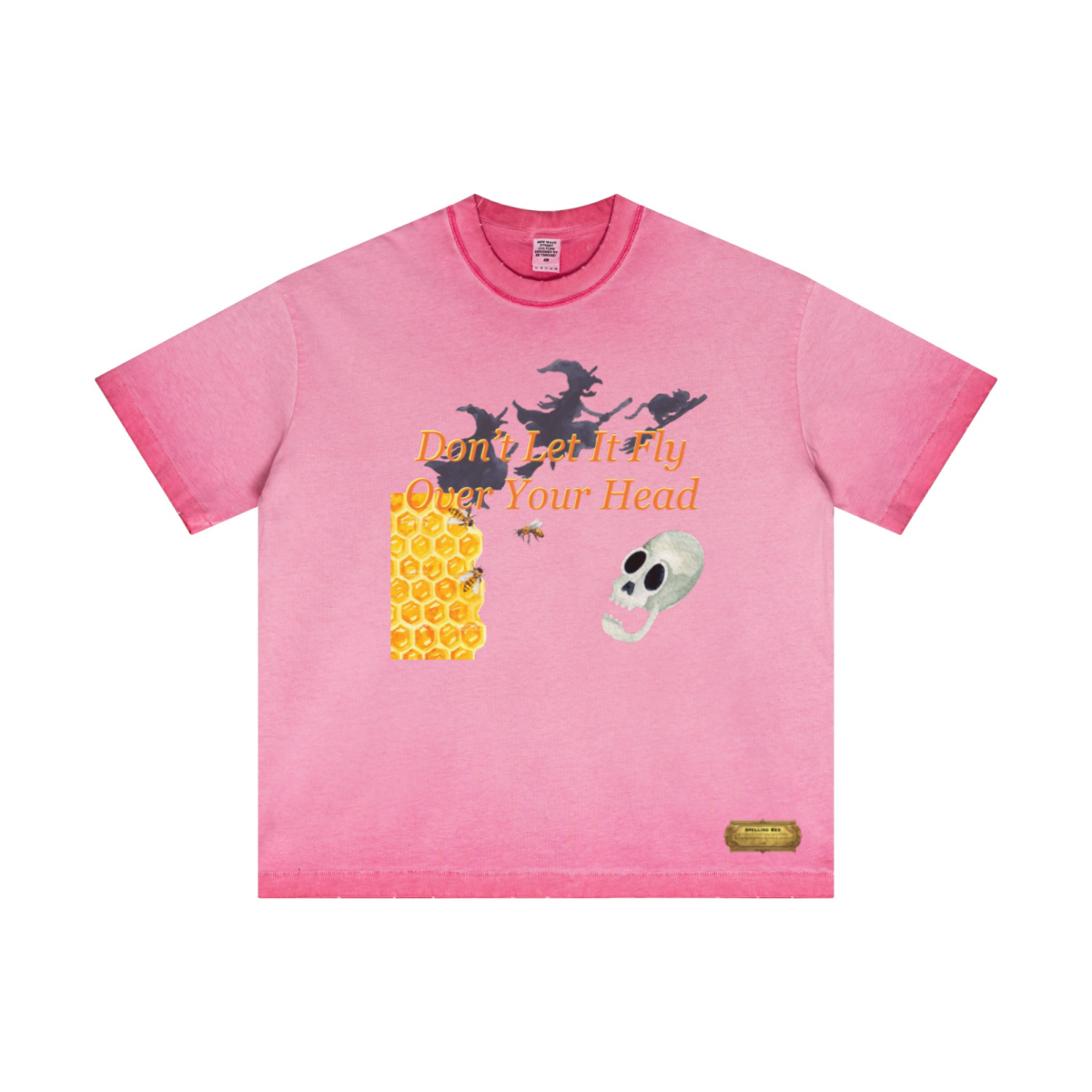 275GSM Unisex Raw-Edge Reverse-Wash Fried-Color Short-Sleeve T-shirt Washed Rose Red