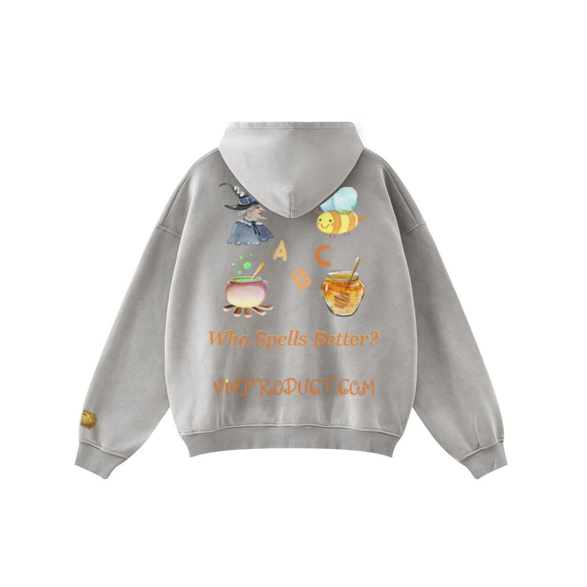360GSM Unisex Fall/Winter New Fleece-Lined PP-Sprayed (Monkey Wash) Hooded Sweatshirt 	Light Grey