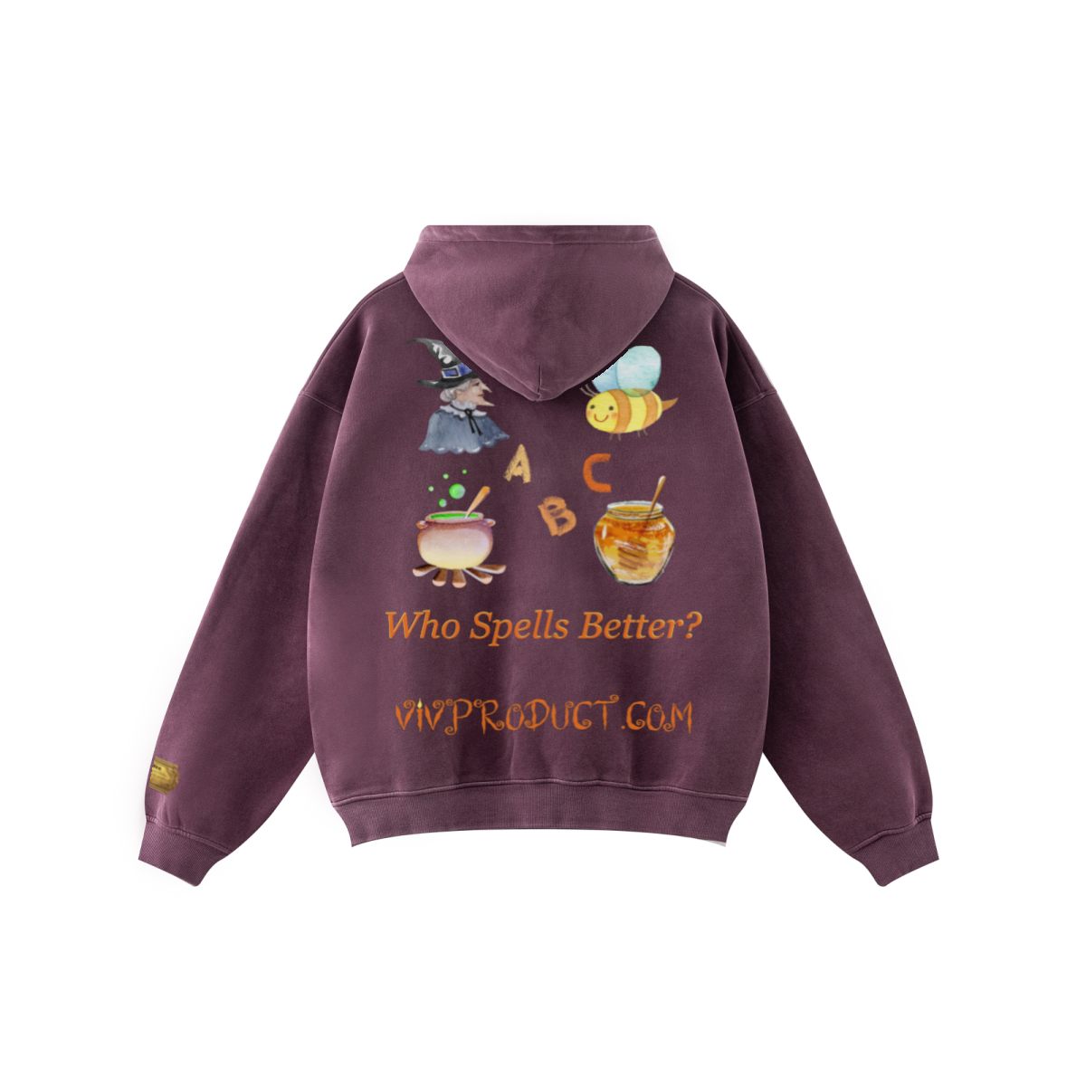 360GSM Unisex Fall/Winter New Fleece-Lined PP-Sprayed (Monkey Wash) Hooded Sweatshirt Plum Purple
