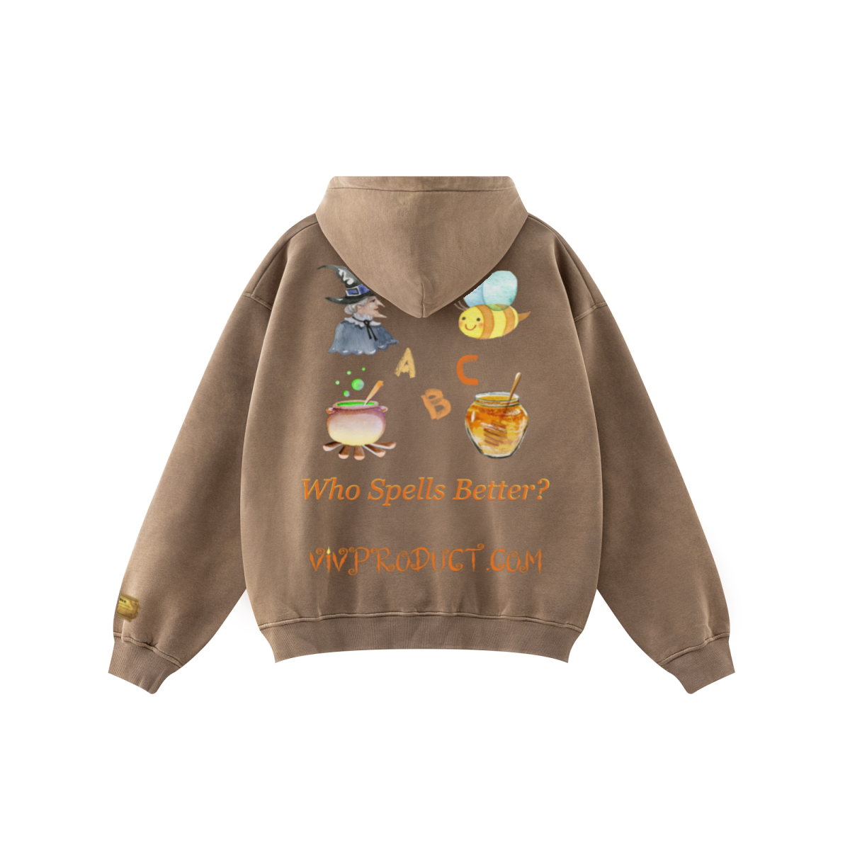 360GSM Unisex Fall/Winter New Fleece-Lined PP-Sprayed (Monkey Wash) Hooded Sweatshirt 	Deep Brown