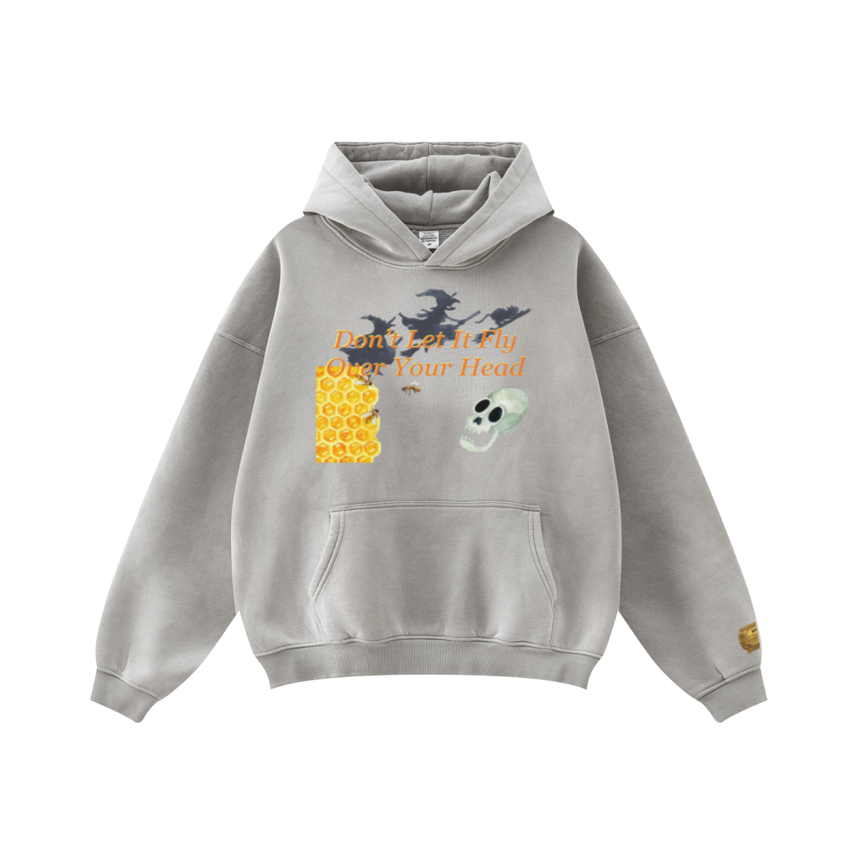 360GSM Unisex Fall/Winter New Fleece-Lined PP-Sprayed (Monkey Wash) Hooded Sweatshirt 	Light Grey