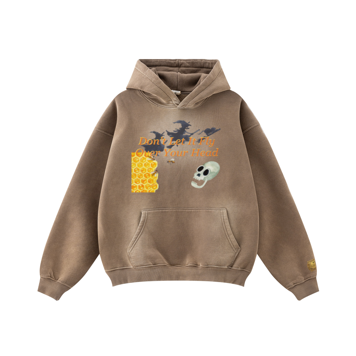 360GSM Unisex Fall/Winter New Fleece-Lined PP-Sprayed (Monkey Wash) Hooded Sweatshirt 	Deep Brown