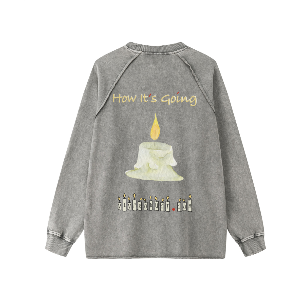 330GSM Unisex Fall/Winter New Distressed Snow-Wash Raglan Sleeves Raw-Edge Long-Sleeve T-shirt Medium Grey
