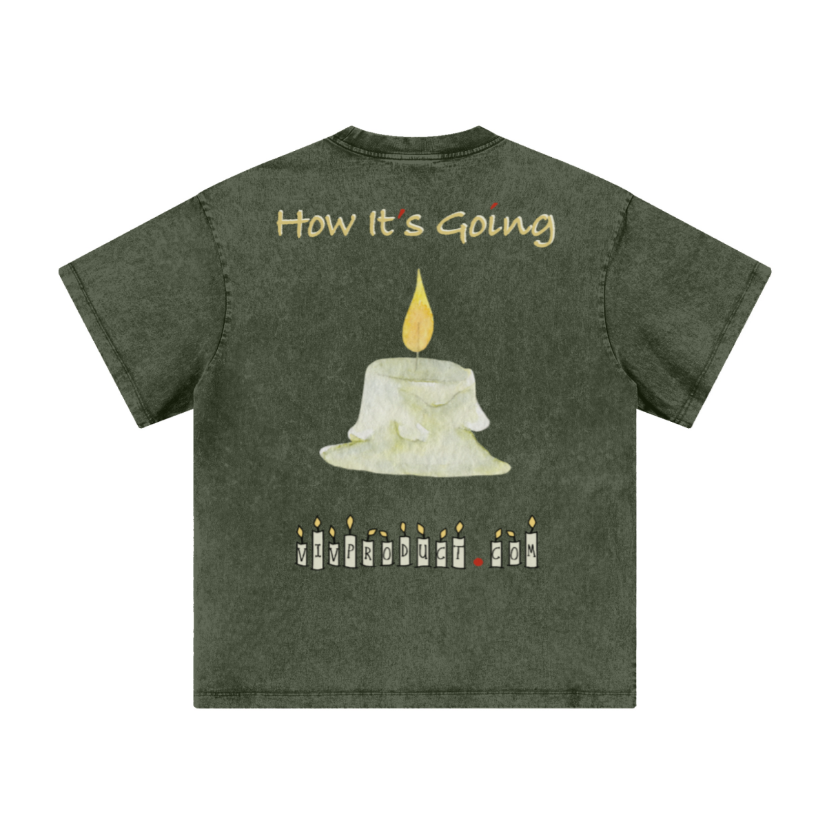 260GSM Men's Heavyweight Handcrafted Batik Dyeing Short-Sleeve T-shirt Green