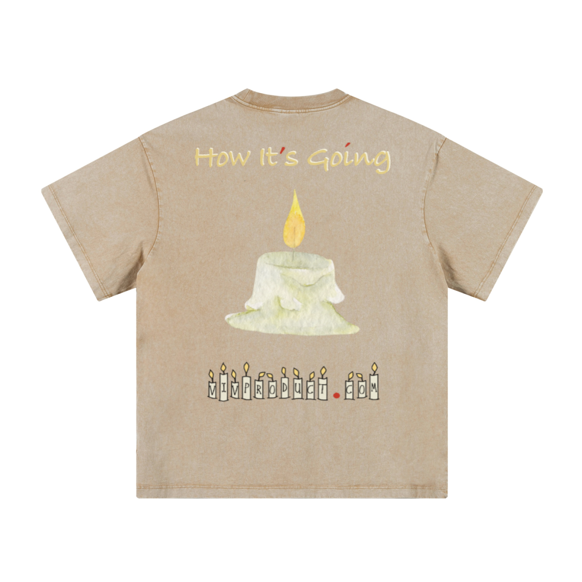 260GSM Men's Heavyweight Handcrafted Batik Dyeing Short-Sleeve T-shirt Khaki