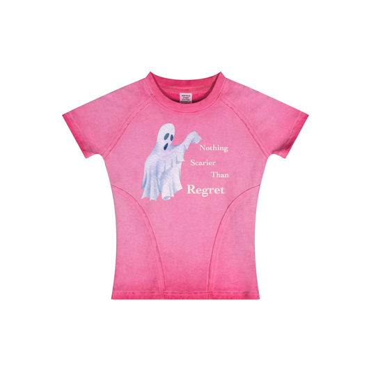 220GSM Women’s Water-Wash Raw-Edge Gradient Effect T-shirt Rose pink