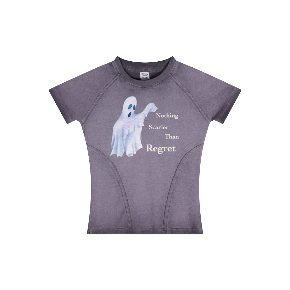 220GSM Women’s Water-Wash Raw-Edge Gradient Effect T-shirt Grape purple
