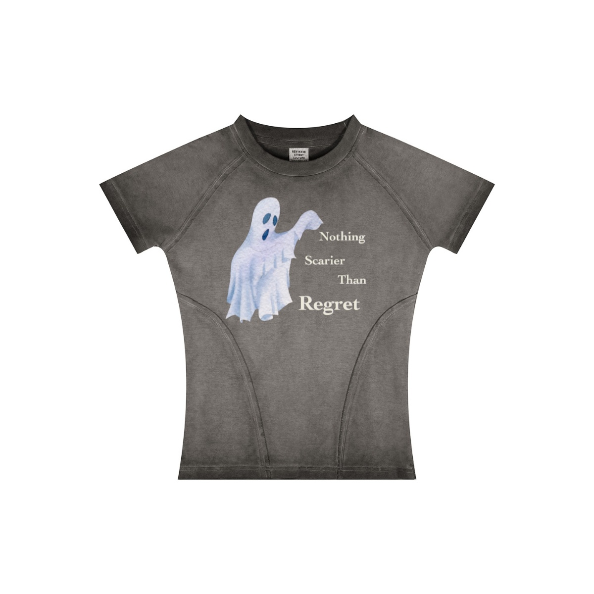 220GSM Women’s Water-Wash Raw-Edge Gradient Effect T-shirt Dark gray