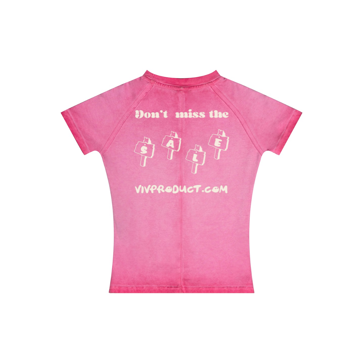 220GSM Women’s Water-Wash Raw-Edge Gradient Effect T-shirt Rose pink