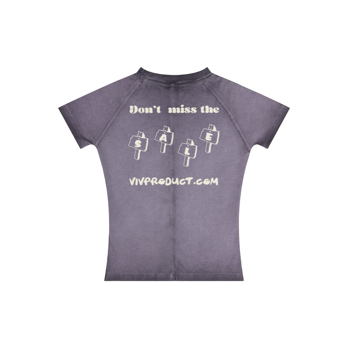220GSM Women’s Water-Wash Raw-Edge Gradient Effect T-shirt Grape purple