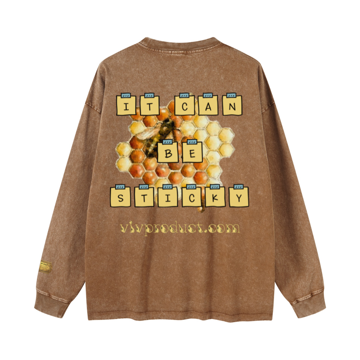 260GSM Women’s Vintage-Wash Heavyweight Loose-Fit Sweatshirt  Brown
